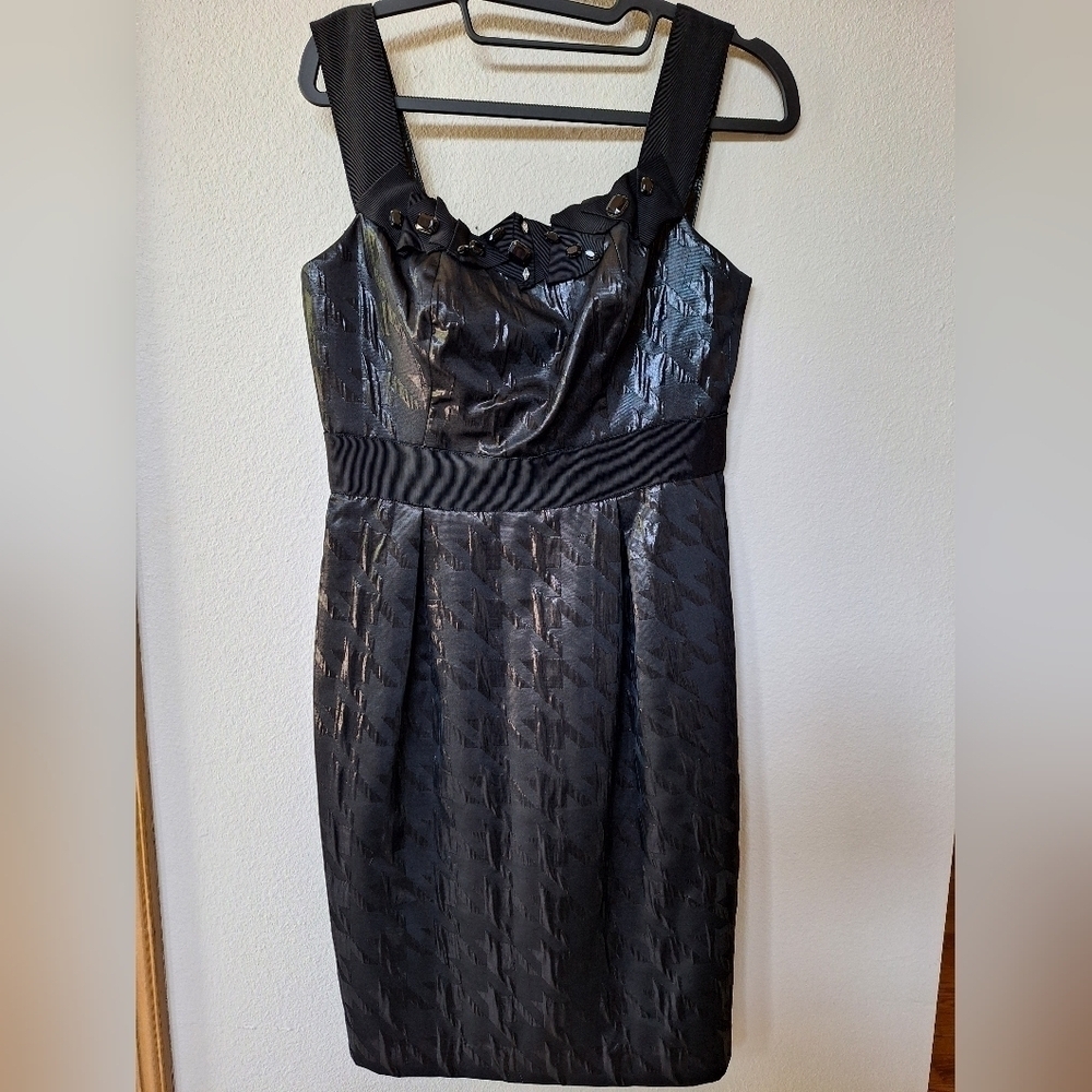 Maggie London Womens Black Houndstooth Mini Dress. Tank. Size 6
